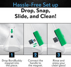 Magnetic Glass Cleaner BoroBuddy Pro | Cleans Hard to Reach Stains on Glass, Ceramic, Metal Pieces of All Shapes & Sizes | Glass Pieces, Bottles, Glassware | Free Scrubber Pads | Green