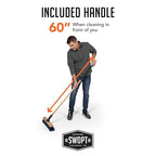 SWOPT 10" Rough Surface Deck Brush, 24" Multi-Surface Push Broom + 60" EVA Foam Comfort Grip Wooden Handle, Broom Kit Combo — 2 Cleaning Heads and Long Handle Interchangeable with SWOPT Cleaning Head