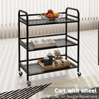 HDANI 3 Tier Metal Rolling Heavy Cart Supports 40 Lbs Per Tier,Rolling Cart with 2 Lockable Wheels for Office,Home,Bedroom,Kitchen,Bathroom(Black)…
