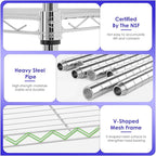 FDW 45"L×18"W×82"H Wire Shelving Unit Storage Cart Metal Shelf Rolling Utility Cart 2100Lbs Capacity with 6 Tier Casters Adjustable Layer Rack Strong Steel for Restaurant Garage Pantry Kitchen,Chrome