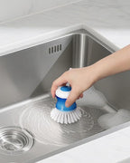 Dish Brush with Soap Dispenser for Dishes Pot Pan Kitchen Sink Scrubbing, White 2 Pack