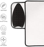 Encasa XO Ironing Mat/Pad - Metallic Silver (Small 28"x20") with 5mm Foam Padding & Silicone Iron Rest for Steam Pressing on Tabletop or Bed - Heat Reflective, Portable, Quilting