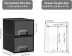 Vtopmart Black Stackable Storage Drawers,4.4‘’ Tall Cologne Organizer for Men,Plastic Containers for Vanity, Dresser,Office Desk,Bathroom Countertop Organization,Ideal for Room Decor,Gifts for Men