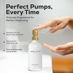 Luxury Glass Hand and Dish Soap Dispenser Set by Brighter Barns - Kitchen Soap Dispenser Set & Stainless Steel Pump - Glass Bottle for Sink - White and Gold Kitchen Accessories for Airbnb, Gift (Gold)