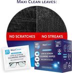 Glasses Wipes Lens Cleaner - Lens Wipes for Eyeglasses - 600 Pre-moistened Individually Wrapped Wipes for Eye Glasses, Electronics, Phone, Computer, Laptop Screen - Camera Lens Cleaner - Made in EU