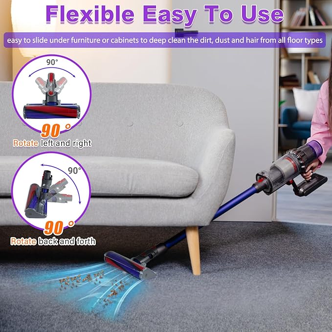 Lemige V8 V11 Soft Roller Cleaner Head for Dyson V10 V11 V15 V8 V7 Cordless Vacuum Cleaners, Quick Release Vacuum Head Replacement Attachments Parts Accessories for Dyson, Gentle on Hard Floors