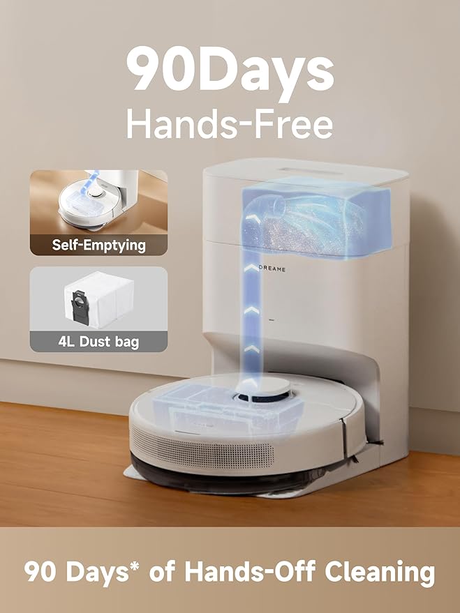 DREAME C20 Plus Robot Vacuum, 90 Days Self-Emptying Robot Vacuum and Mop Combo, 6000Pa Suction Robotic Vacuum, LiDAR Navigation, APP/Voice Control, Robot Vacuum Cleaner for Pet Hair/Carpet/Hard Floor
