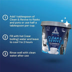 Descaling Foaming Powder | Tea & Coffee Mugs, Pots, Kettles & Stainless Steel | Dissolves Limescale & Eliminates Stains | Astonish Clean & Revive (Pack of 2)