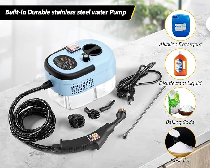 7 in 1 Steam Cleaner 2500W High Pressure Steamer for Cleaning, Car Steamer Handheld Steam Cleaner for Home Use, Hardwood Floor Steam Cleaner for Upholstery, Kitchen, Bathroom, Grout (Blue)