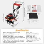 4-Stroke 63CC Gas Powered Tiller Cultivator for Garden Yard 8500-9000rpm Rototiller Tilling Tool Gas Tiller- Ideal for Garden, Lawn, Soil Cultivation, Weed & Digging