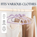 HOUSE DAY Lt-Purple Velvet Hangers 60 Pack, Non Slip Clothes Felt Hanger Heavy Duty for Coat, Premium Slim Space Saving Suit Hangers for Closet Organizer, 360° Rotating Silver Hook
