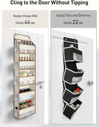 Yecaye 1 Pc 5 Tier Over the Door Organizer with 15 Pockets | 44lb Load Over the Door Storage | No Sagging Closet Organizers and Storage | Versatile Nursery Hanging Organizers for Home Dorm - Beige