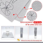 6 - Pack Swedish Kitchen Dish Cloths - Reusable Paper Towels for Counters & Dishes - Eco Friendly Cellulose Sponge Cloth - Assorted (Grey Flower)