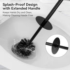 DOWRY Toilet Bowl Brush and Holder for Bathroom, Deep Cleaning Toilet Brush and Holder Set with Long Handle, Hidden Toilet Bowl Brush with Replaceable Head,Modern Decor Black Square