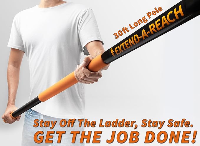 36 Foot High Reach Duster Kit with 5-30 ft Extension Pole // High Ceiling Dusting and Window Cleaning Kit with Telescopic Pole // Window Washer & Squeegee, Cobweb Duster, Fan Blade and Feather Dusters