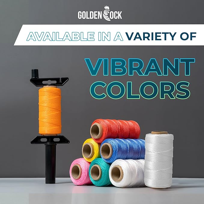 White Mason Line String – 393ft, 1.3mm Thick Twisted Polypropylene – Durable Construction Twine for Laying Bricks, Blocks, Fences in Gardening, DIY & Landscaping Projects