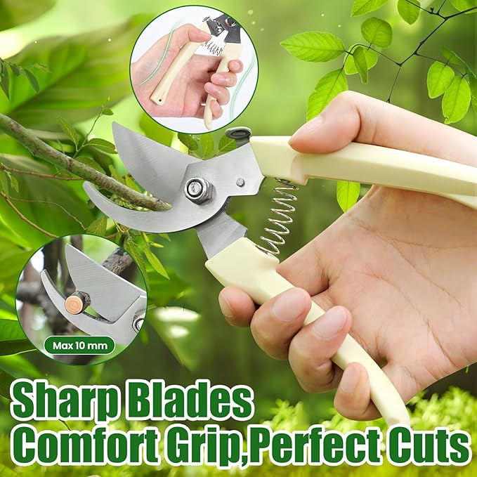 Pruning Shears, Sharp Stainless Steel Garden Shears, Bypass Garden Scissors & Clippers for Branch Trimming, Garden Clippers for Plants, Flowers, Fruit Trees, Gardening Gifts for Women&Men