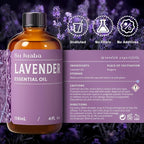 SU JUABA Lavender Essential Oil 4 Fl Oz, 100% Pure Natural Aromatherapy Oil for Diffuser, Skin Care, Relaxation, Sleep, Wool Dryer Balls - 118ML