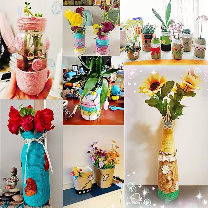 2mm 328ft Colored Natural Jute Twine String for Gift Wrapping Craft Baker Plant Christmas Ribbon Twine Handmade Arts Decoration Thin Packing String Home Decor