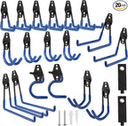 Garage Hook Heavy Duty Wall Storage Hangers, 20 Pack Garage Storage Hooks Steel Tool Blue for Ladders, Ropes, Garden Tools