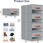 DIMJ Closet Organizers and Storage - Fabric Bins with Drawers for Closet Foldable Clothes Organizers with Clear Window, Stackable Storage Drawers Units for Bedroom, Living Room, Medium 6-Pack, Grey