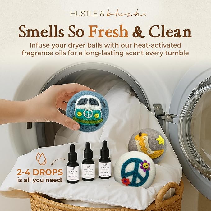 Fluff Ewes Wool Dryer Balls 6 Pack Premium New Zealand Wool Laundry Balls for Dryer, No Static Dryer Balls Laundry Reusable, XL Wool Dryer Balls Cute, Baby Dryer Balls for Dryers - Fluff Fest