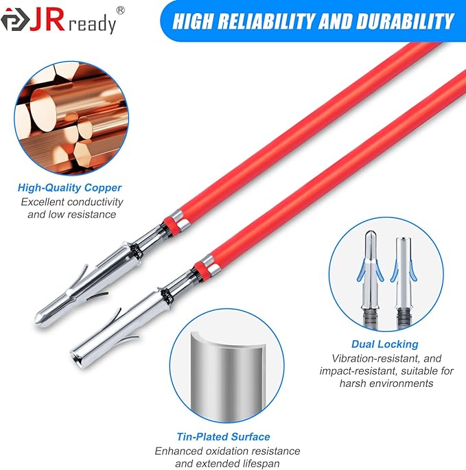 JRready ST6557 MLX 13.5A Connector Kit Crimper Pin Extraction Tool 2 3 6 Pin Power Connectors Male Female 14-20AWG Crimp Terminals Automotive Electrical Molex .084” Wire Connectors 6.35mm Pitch