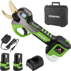 WORKPRO 12V Electric Pruning Shears, Battery Powered Pruning Shears, Cordless Tree Pruner, 1.2 Inch Cutting Diameter, Branch Cutter Gardening Scissors with 2 Pack Rechargeable Battery and Fast Charger