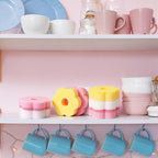 Tioncy 12 Pack Pink Flowers Sponges Bulk Spring Kitchen Decor Dual Sided Scrubber Sponges Dishwashing Kitchen Cleaning Accessories for Household Supplies