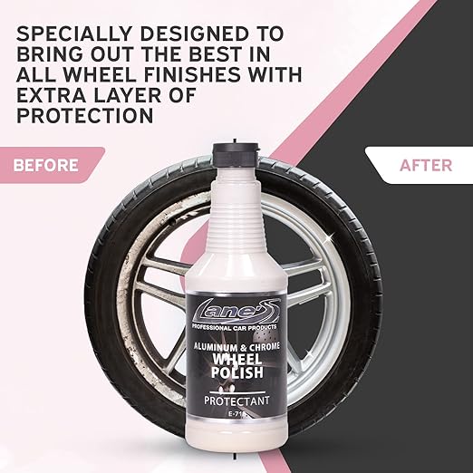 Lane's Car Products Chrome & Aluminum Wheel Polish, Easy Application Wheel Polish with Flip-top Lid, Safe to Use Rim Polish Brightener, Protects Against Corrosion and Oxidation - 16oz