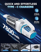 AHNR Handheld Vacuum Cordless, 16000PA Powerful Suction Hand Held Vacuum Dust Busters Cordless Rechargeable with LED Light & 2 HEPA Filters, Portable Car Vacuum Cleaner High Power for Car Home Office