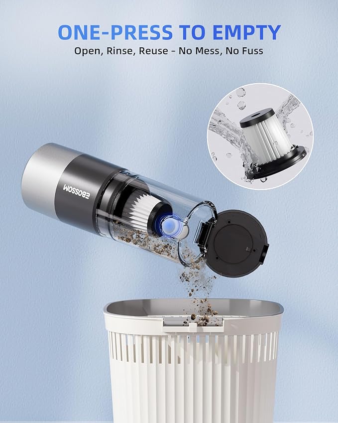 Mini Car Vacuum with 17000Pa High Power Suction,Portable Handheld Vacuum Blow & Suction,4 in 1 Cordless Small Vacuum Cleaner for Car,Home,Office,PC.Air Duster for Quick Cleaning of Small Areas