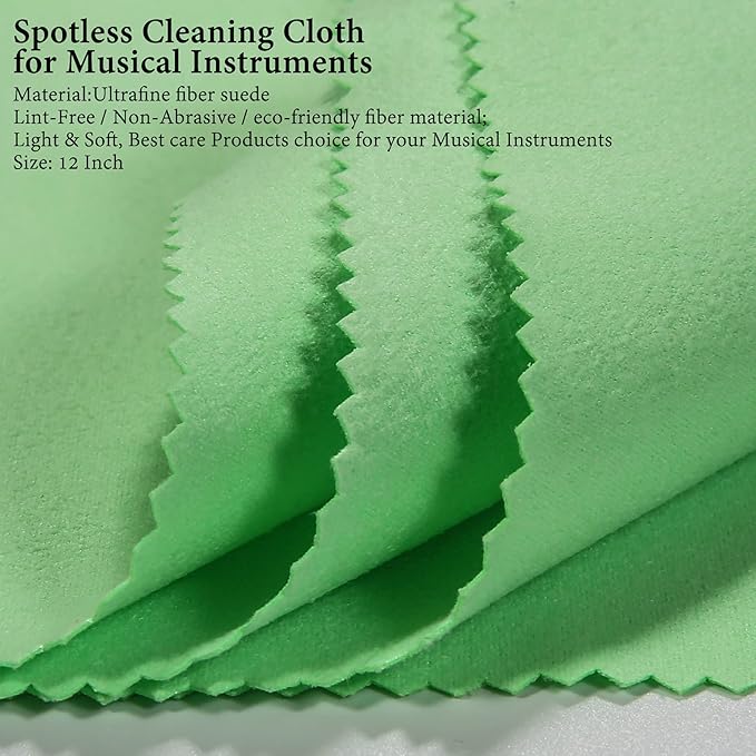 Hricane 4-Pack 12"x12" Guitar Cloths Ultrafine fiber suede Plush Polishing Cloths for Musical Instruments Premium Polishing & Cleaning Cloths for Guitar Violin Piano Clarinet Trumpet Sax Universal