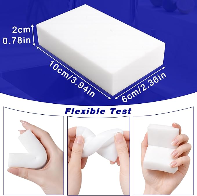 50 Pack Magic Cleaning Sponge Erasers, Non-Scratch Melamine Sponge Bulk Multi-Surface Cleaner Melamine Foam Cleaning Scrubber Pad Sponges for Household Wall Shoes Bathtub Door Shower Bathroom Kitchen