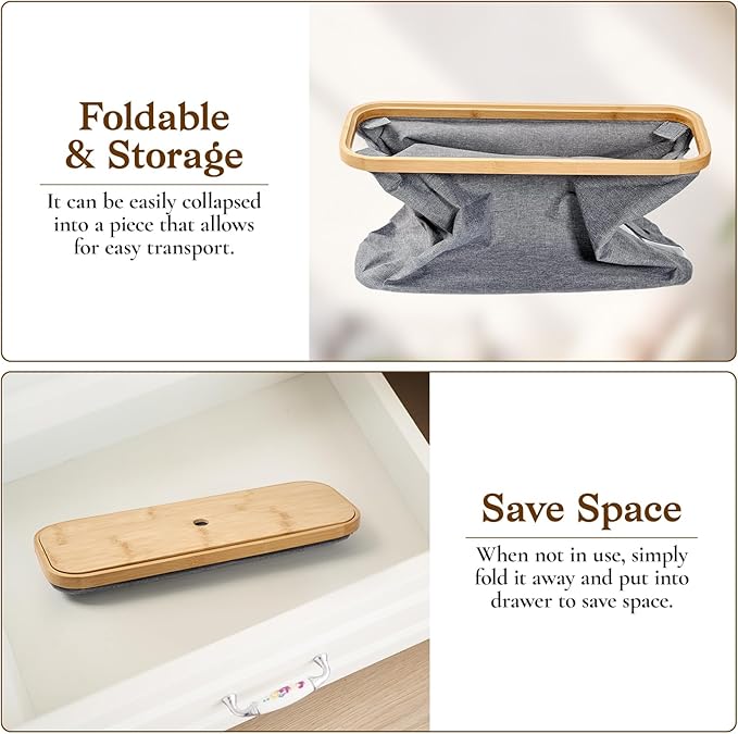 Toilet Paper Storage Basket with Bamboo Lid, Toilet Paper Holder with Storage, Free Standing Bathroom Storage Organizers with Non-Slip Bottom, Grey 1 Pack