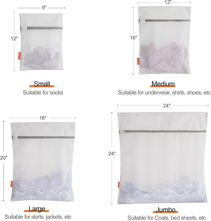 Polecasa 3Pcs Premium 125g Diamond Mesh Laundry Bags, 3 Large 16 x 20 Inches Durable Laundry Wash Bags with Sturdy Zipper for Delicates
