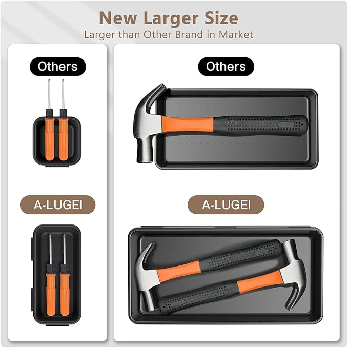 【More Larger Size】A-LUGEI【69Pcs】【5 Size】 Tool Box Organizer Tray Divider Set, 【Black】 Desk Drawer Organizer, Garage Organization and Storage Toolbox for Rolling Tool Chest Cart Cabinet WorkBench Parts