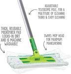 Quick Shine Multi Surface Floor Clean + Polish Mop Kit w/ 3 Reusable Pads & 1-16 oz. Floor Finish | Use Wet + Dry | Hardwood, Luxury Vinyl Plank, Laminate | Safer Choice pH Neutral Formula