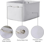 TheWarmHome Storage Basket for Gifts Empty - Large 3 Pack 15.7x11.8x8.2 inch Storage Basket for Organizing with Handles, Canves Storage Bins for Organizer Closet Toy Cubes Gift (White)