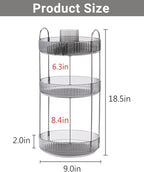 Asayuee 360 Rotating Makeup Organizer,3 Tier Large Capacity Make Up Organizers and Storage,Skincare Perfume Vanity Organizers,Bathroom Cosmetics Storage Organizer Countertop(Grey)