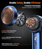 TORRAS Fabric Shaver Lint Remover, Rechargeable Electric 3-Speed Sweater Shaver Remove Fuzz, Pilling for Cashmere, Wool, Coat, Furniture, Clothes depiller with Replacement Blades, Blue