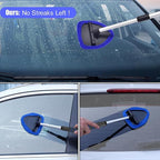desin Windshield Cleaning Tool, Car Window Cleaner Windshield Cleaner with 4 Reusable and Washable Microfiber Pads and Extendable Handle Auto Inside Glass Wiper Kit (Dark Blue)