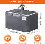 BlissTotes Large Moving Boxes and with Zippers & Handles Moving Supplies with lids, Heavy Duty Totes for Storage Bags for Space Saving, Fold Flat, Moving and Storing 125L, 2 Pack