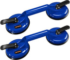 SOLUDE 2 Pack Glass Suction Cups,Aluminium Heavy Duty Vacuum Handle Glass Holder for Lifting Large Glass/Window/Tiles/Mirror/Granite/Floor Gap Fixer/Windshield Removal & Install Tool,Blue