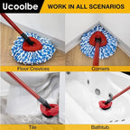 Spin Mop Replacement Heads for O Cedar RinseClean 2-Tank System, 4 Pack Microfiber Mop Refill Heads, Include 4 Mop Heads and 1 Mop Brush
