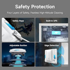 FMART W7 Window Cleaning Robot – Dual Nozzles Ultrasonic Spray, 4000Pa Suction, AI Path Planning, Edge Detection, Anti-Slip Safety, App Control Window Cleaner Robot for Indoor/Outdoor Glass & Tiles