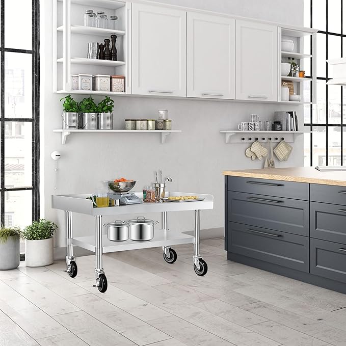HARDURA Stainless Steel Equipment Work Stand 30" x 36" Prep Table with Under Shelf and Caster for Commercial & Workplace, Home, Hotel, Garage