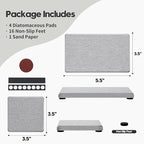 4PCS Bathroom Sink Vanity Trays, Diatomaceous Earth Quick Stone Drying Mat Kitchen Counter Dish Soap Dispenser Sponge Holder, Water Absorbing Caddy Organizer for Bottle & Cup, Light Gray