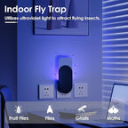 Fly Trap Indoor, 3 in 1 Plug-in Fruit Fly Trap,1 Trap Black and 5 Glue Cards, Fruit Fly Traps for Indoors, Flying Insect Trap for Gnat, Moth, Mosquito, Suitable for Every Part of The Home