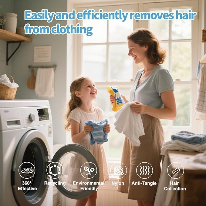 Pet Hair Remover for Laundry - 12Pcs Spring-Coil Nylon Balls – Proven 99% Hair Removal, Reusable Lint Catcher for Washer/Dryer – Dog Cat Fur Remover
